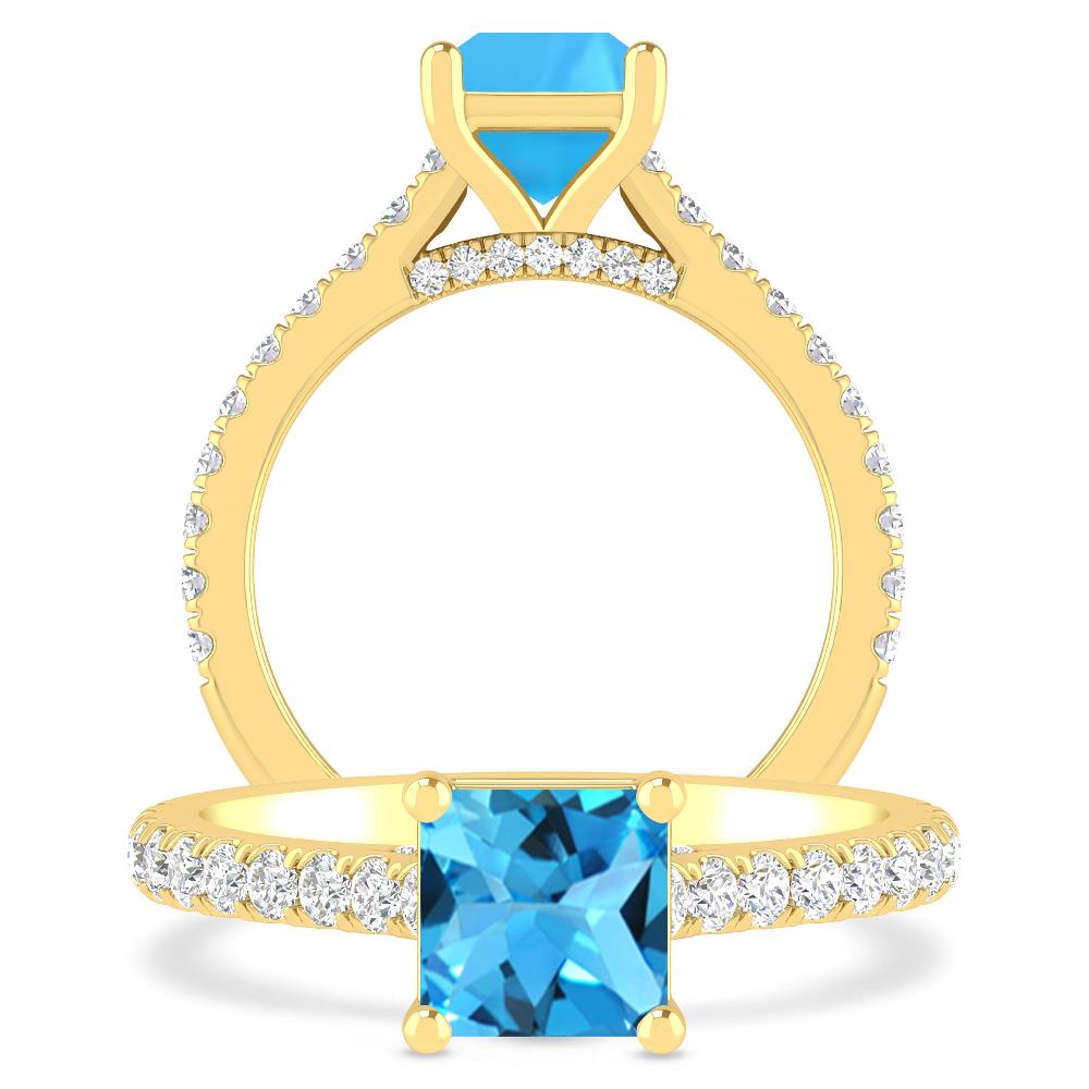 Yellow Gold - Blue Topaz