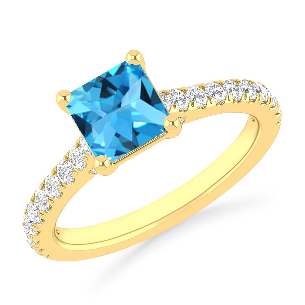 Yellow Gold - Blue Topaz