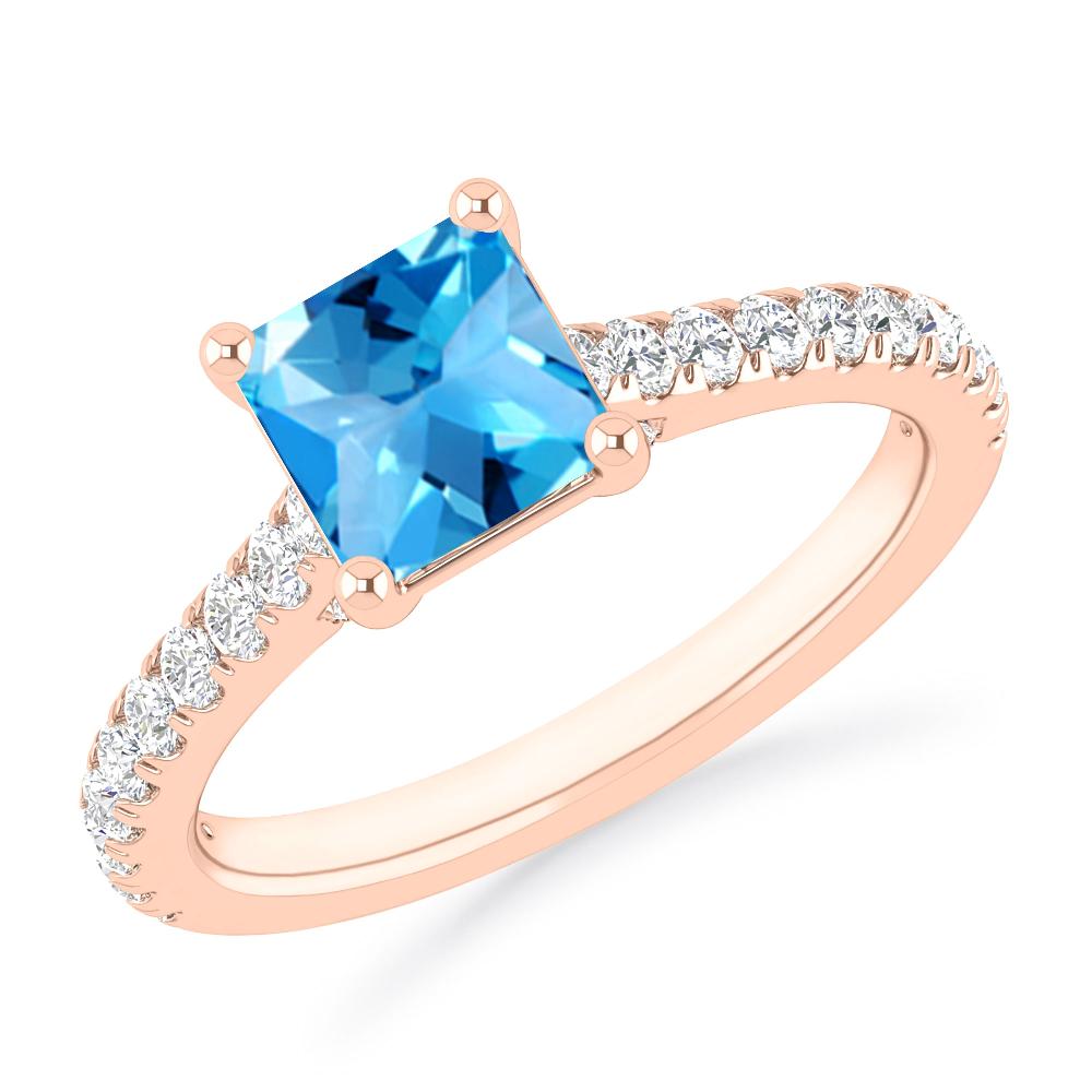 Rose Gold - Blue Topaz