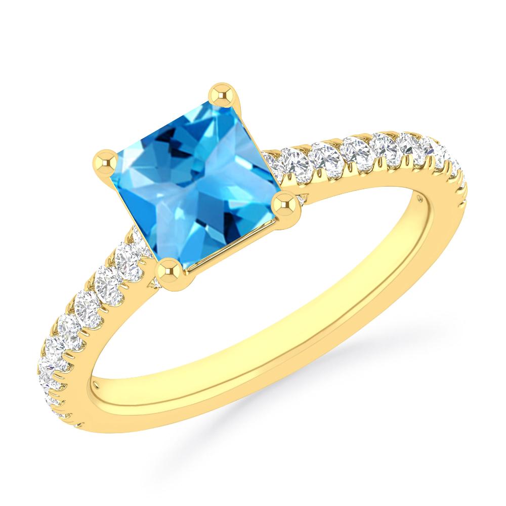 Yellow Gold - Blue Topaz