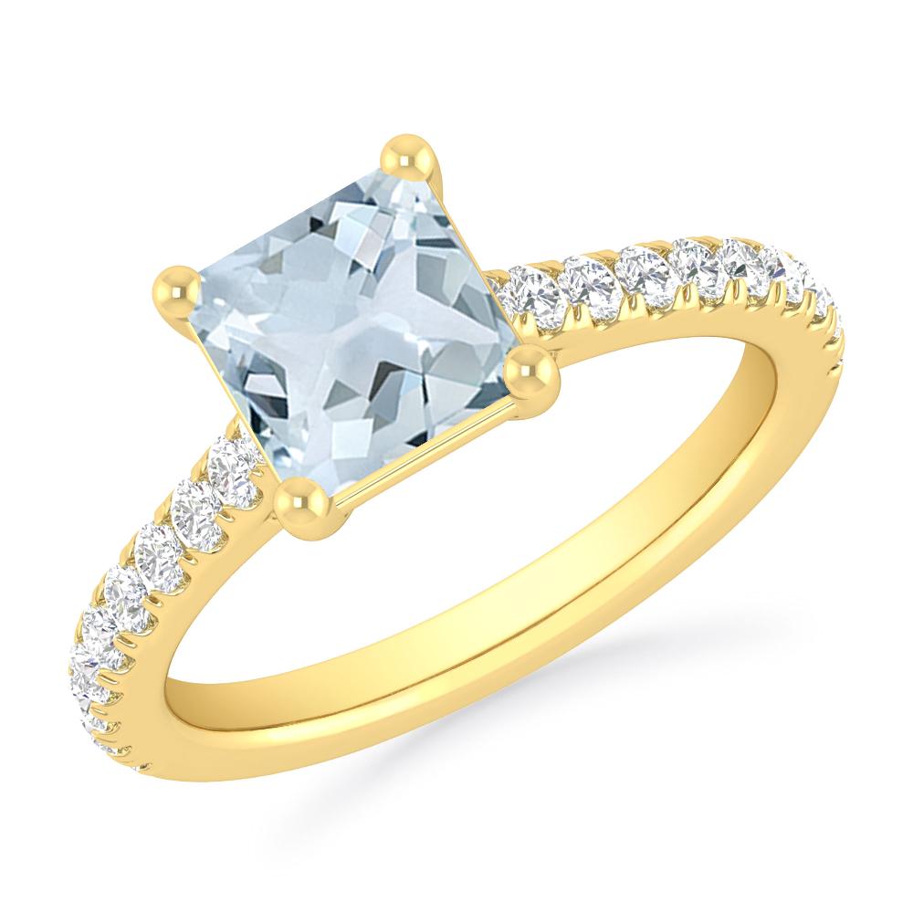 Yellow Gold - Aquamarine