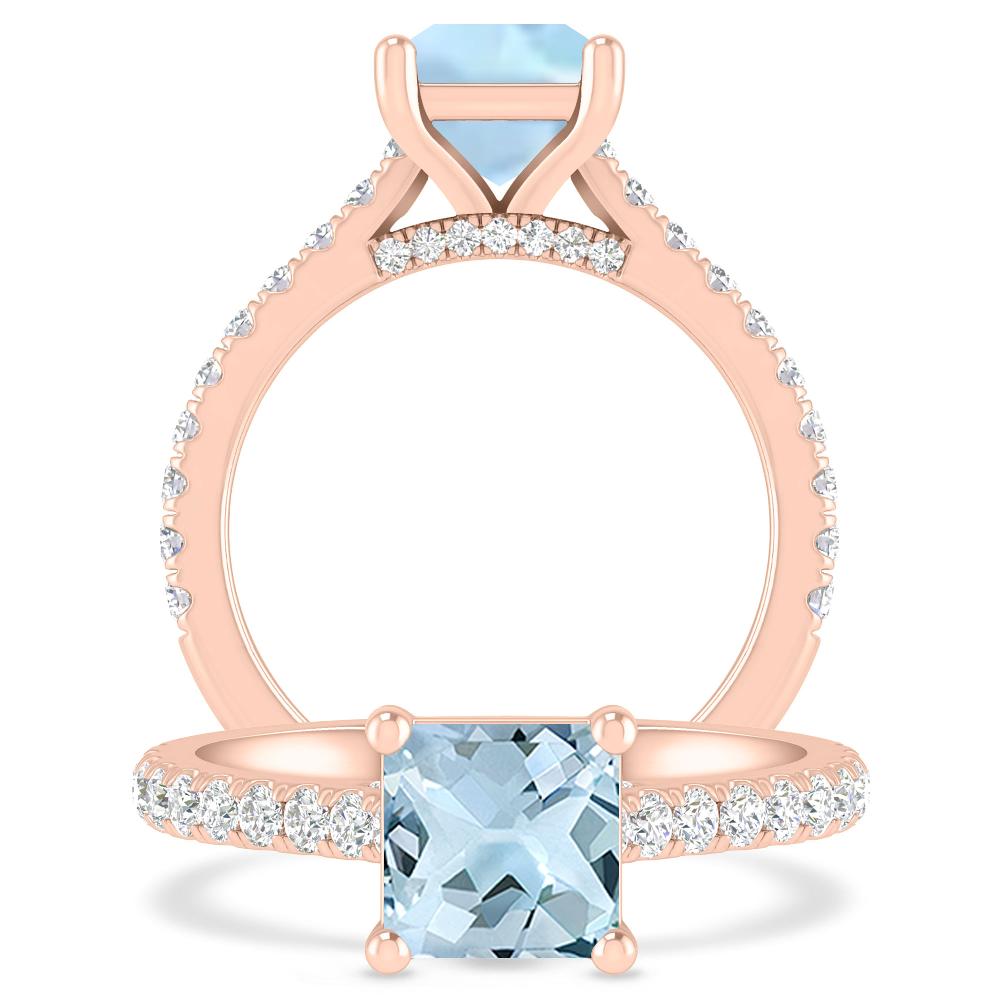 Rose Gold - Aquamarine