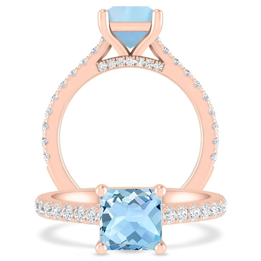 Rose Gold - Aquamarine