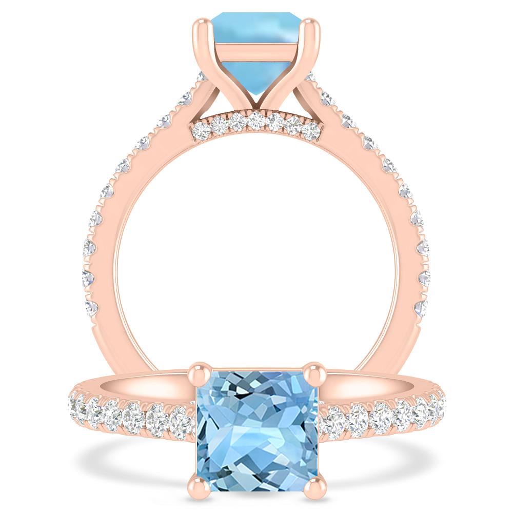 Rose Gold - Aquamarine