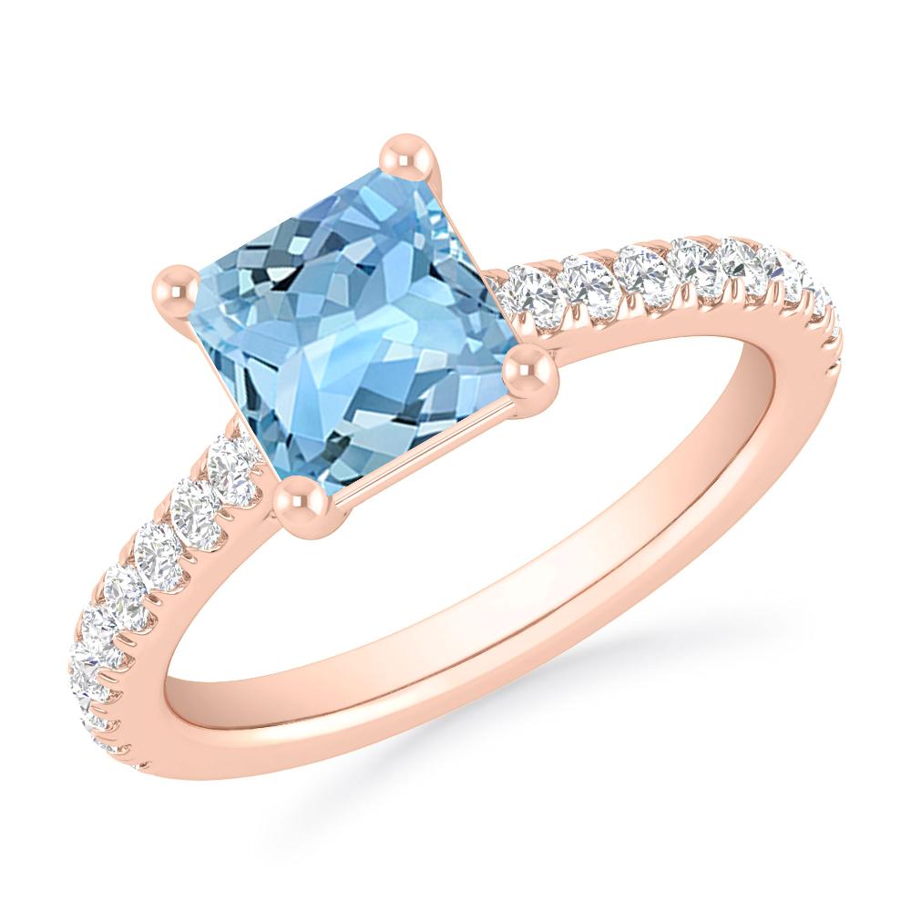 Rose Gold - Aquamarine