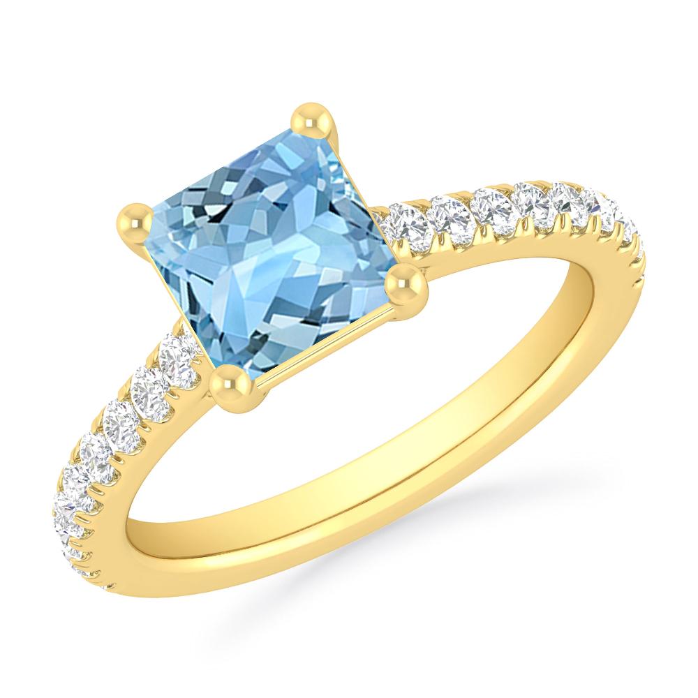 Yellow Gold - Aquamarine