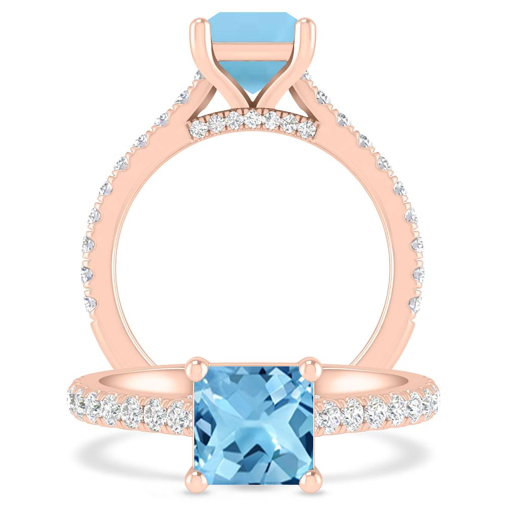 Rose Gold - Blue Topaz