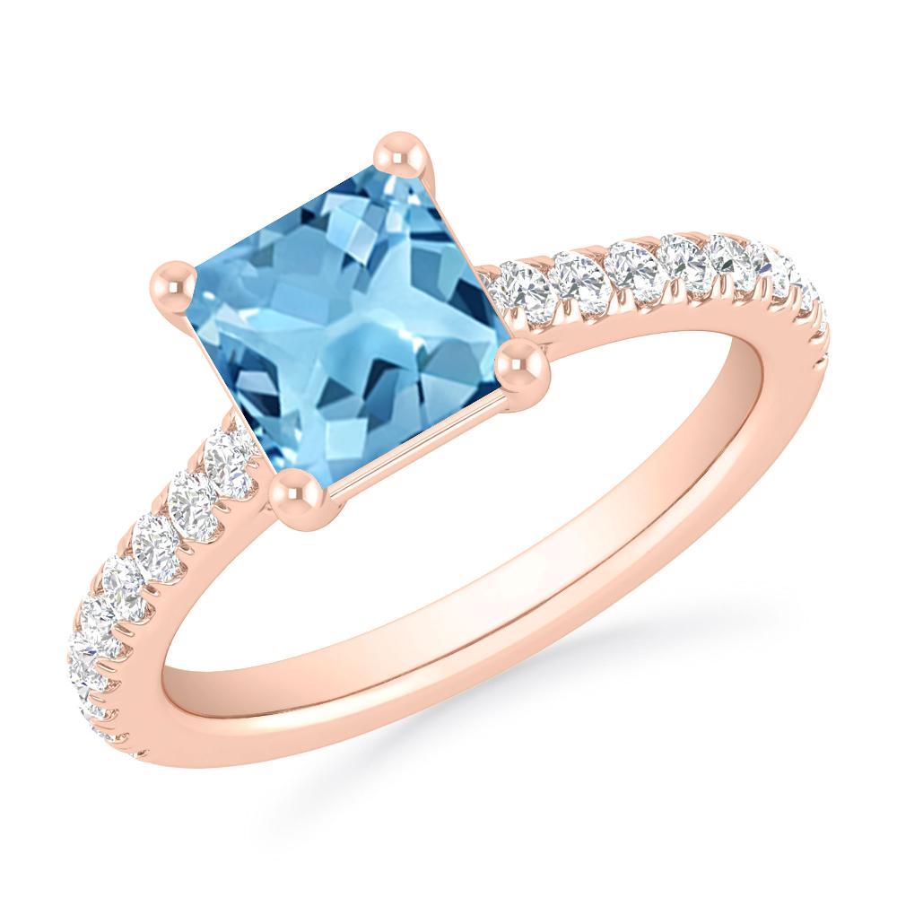 Rose Gold - Blue Topaz