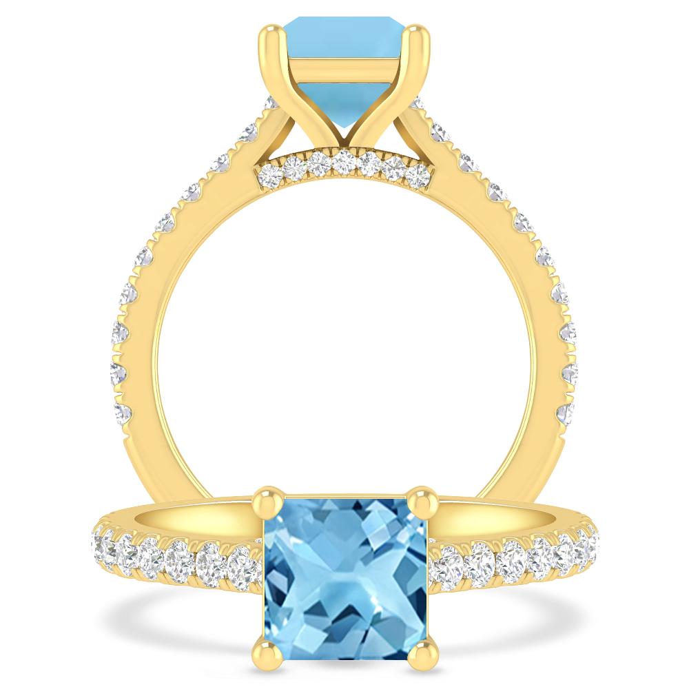 Yellow Gold - Blue Topaz