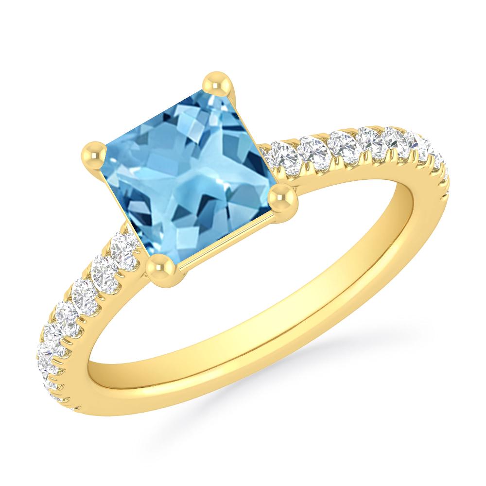 Yellow Gold - Blue Topaz