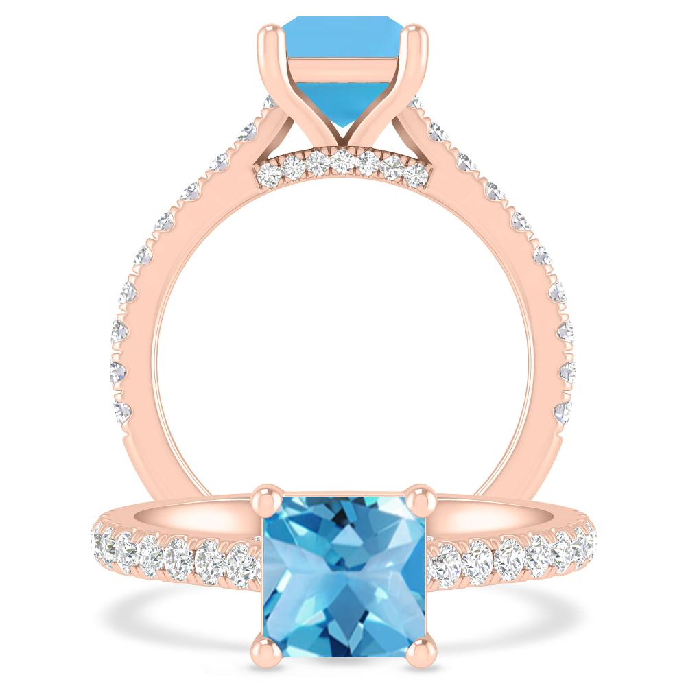 Rose Gold - Blue Topaz