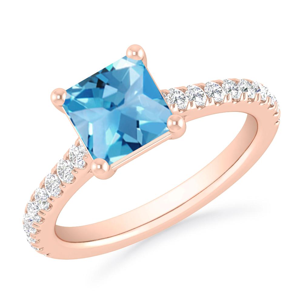 Rose Gold - Blue Topaz