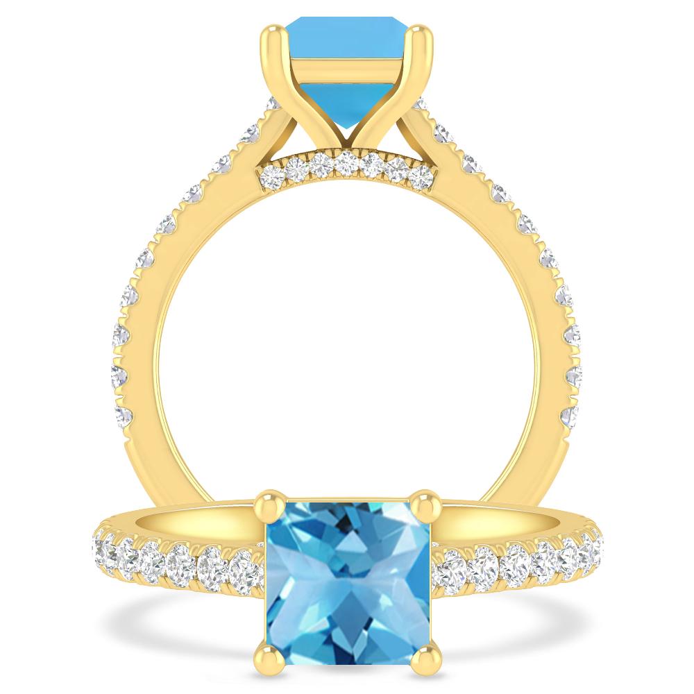 Yellow Gold - Blue Topaz