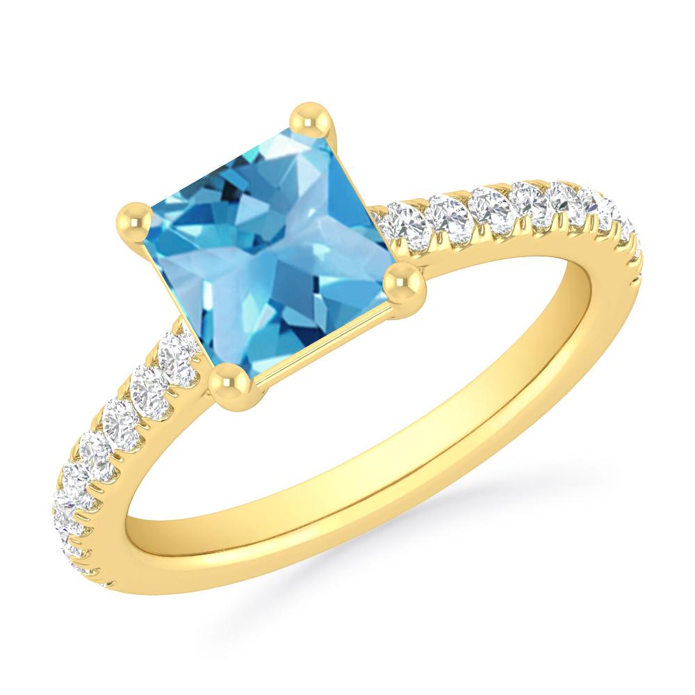 Yellow Gold - Blue Topaz