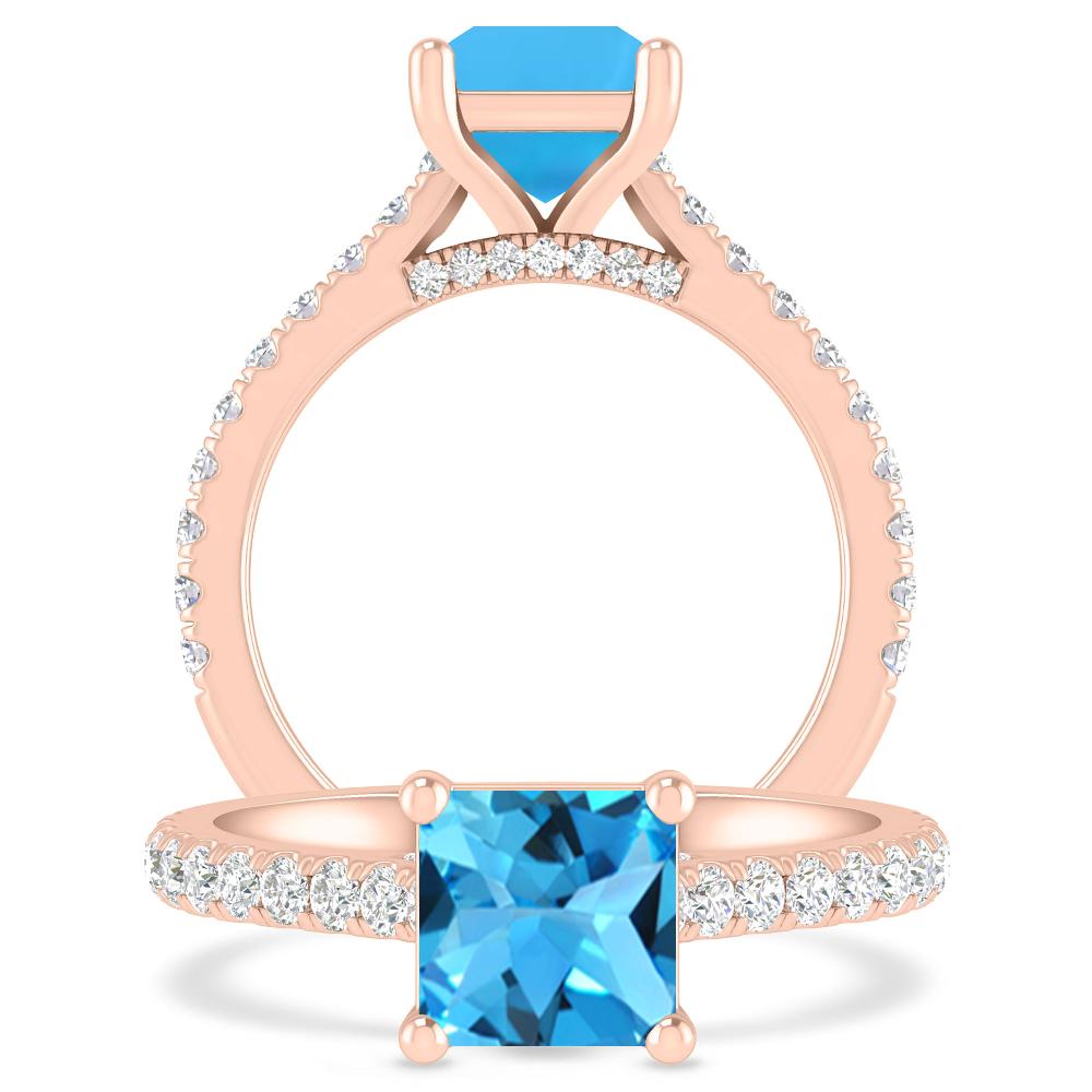 Rose Gold - Blue Topaz