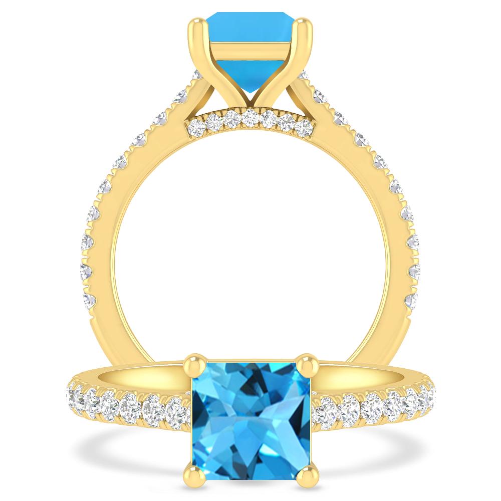 Yellow Gold - Blue Topaz