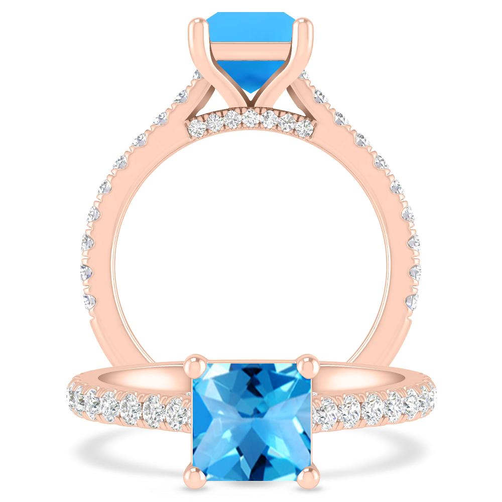 Rose Gold - Blue Topaz