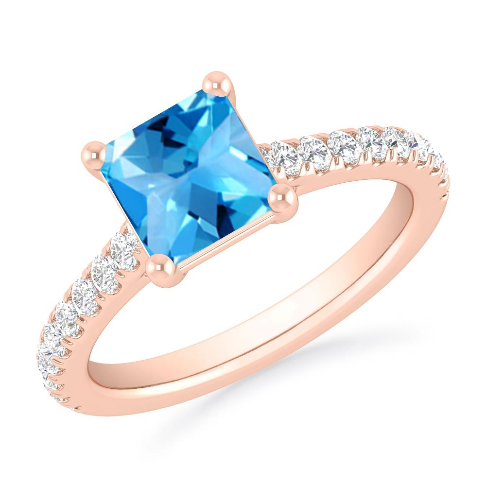 Rose Gold - Blue Topaz