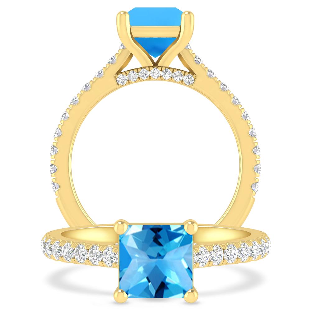 Yellow Gold - Blue Topaz