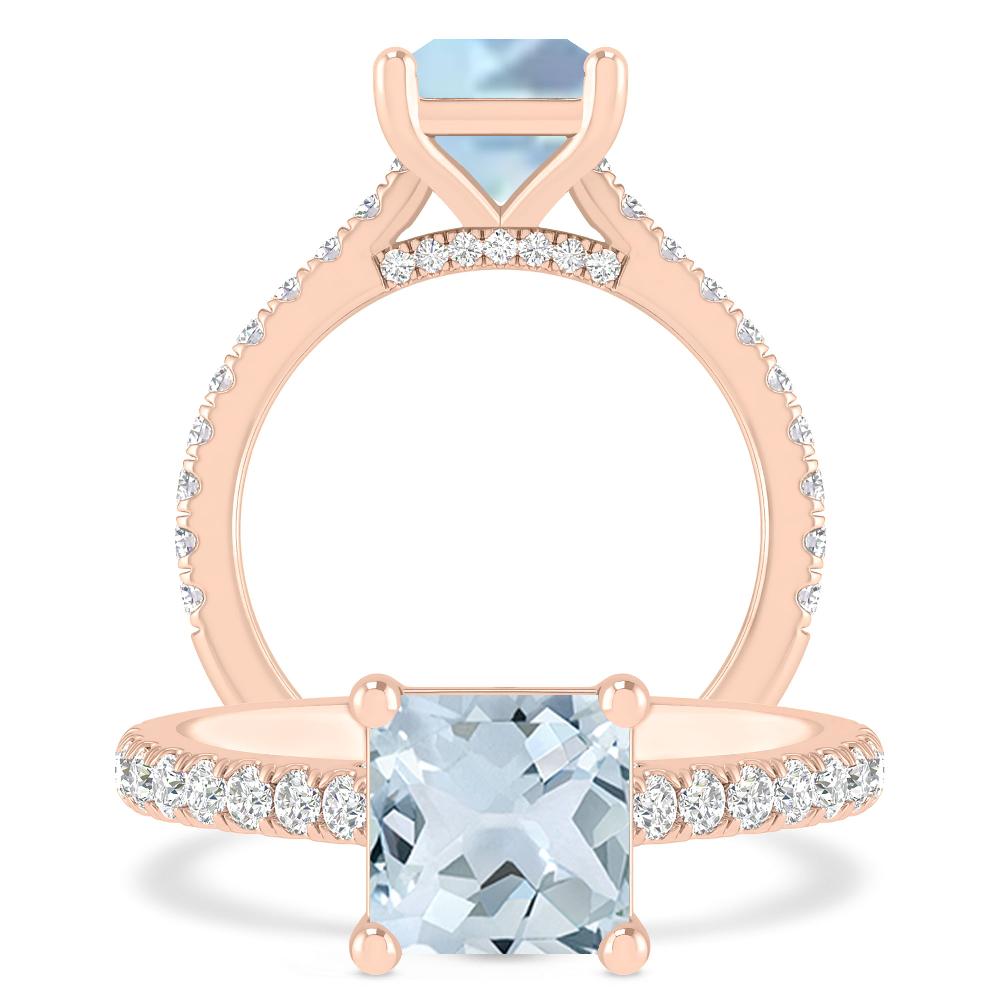 Rose Gold - Aquamarine