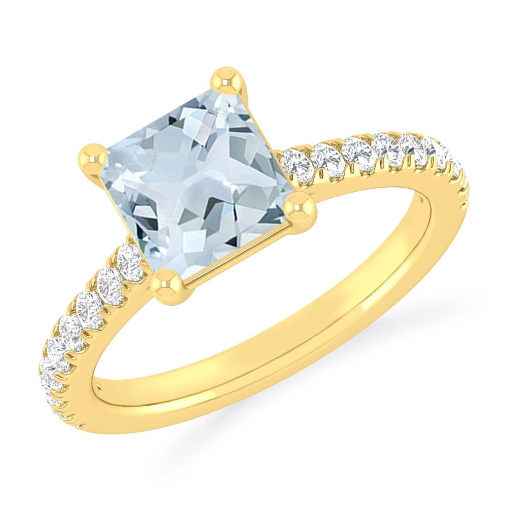 Yellow Gold - Aquamarine