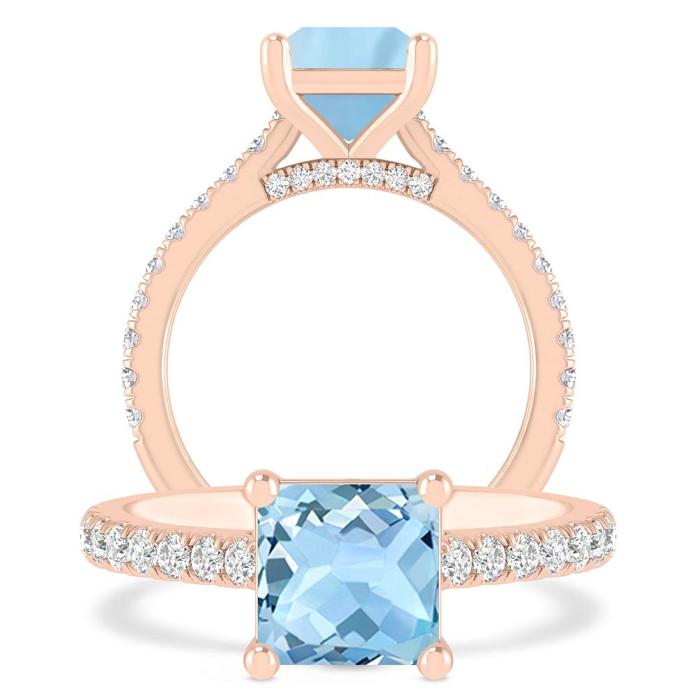 Rose Gold - Aquamarine