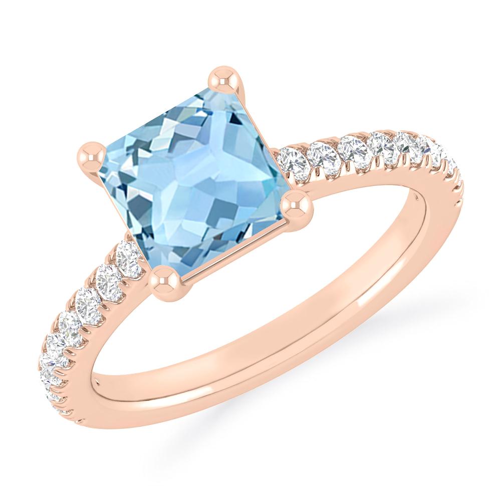 Rose Gold - Aquamarine