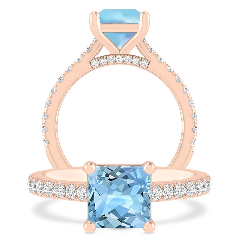 Rose Gold - Aquamarine