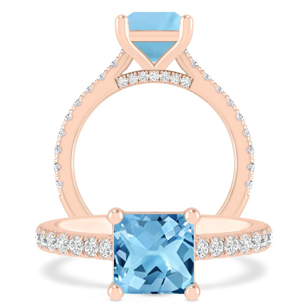 Rose Gold - Blue Topaz