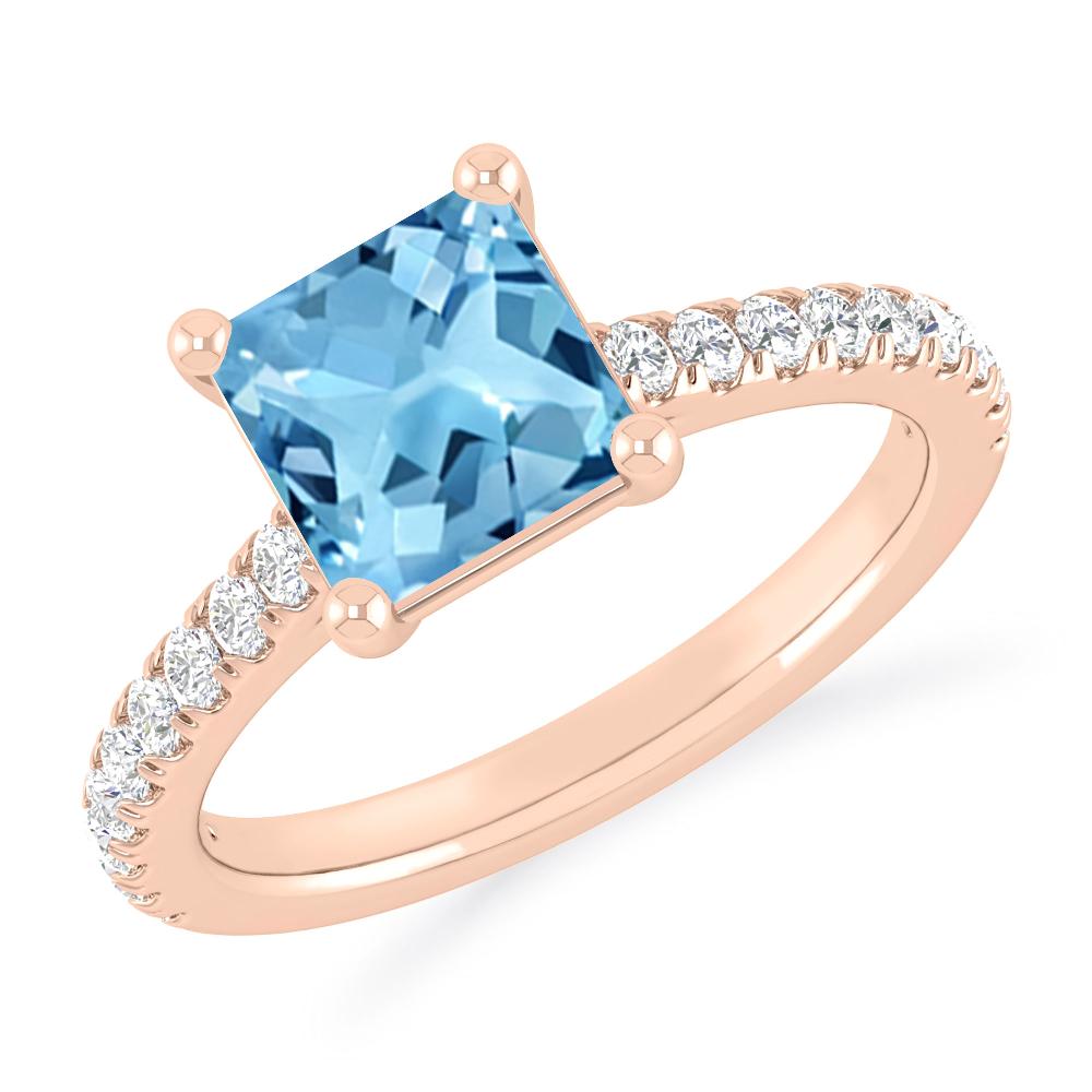 Rose Gold - Blue Topaz