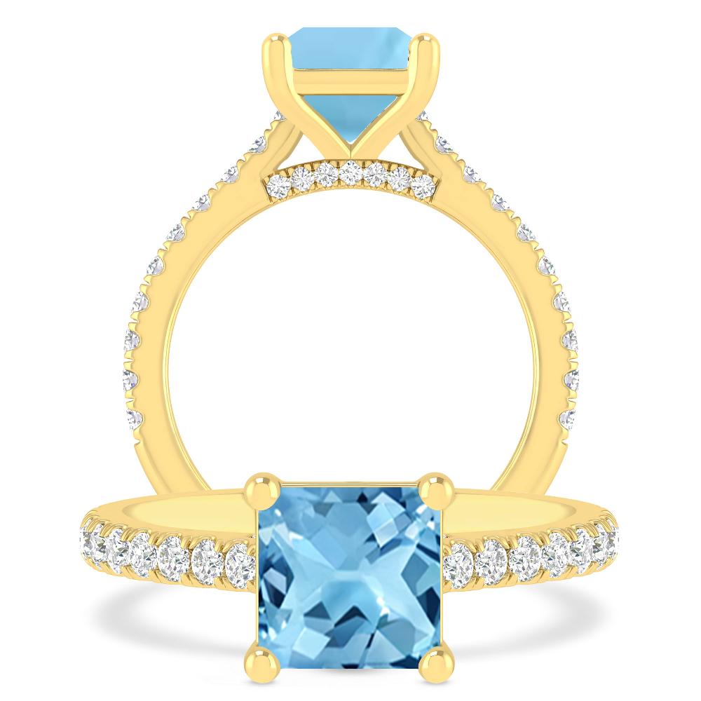 Yellow Gold - Blue Topaz