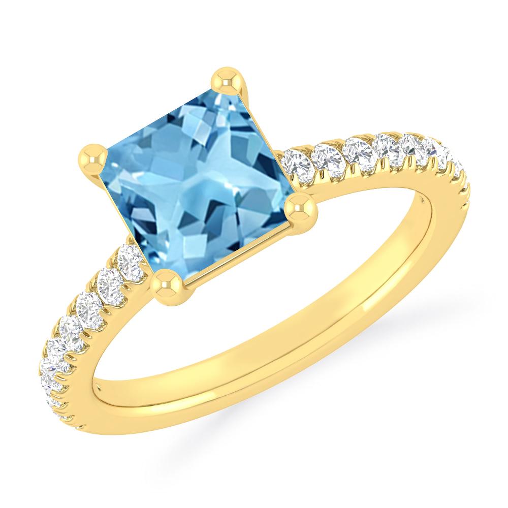 Yellow Gold - Blue Topaz