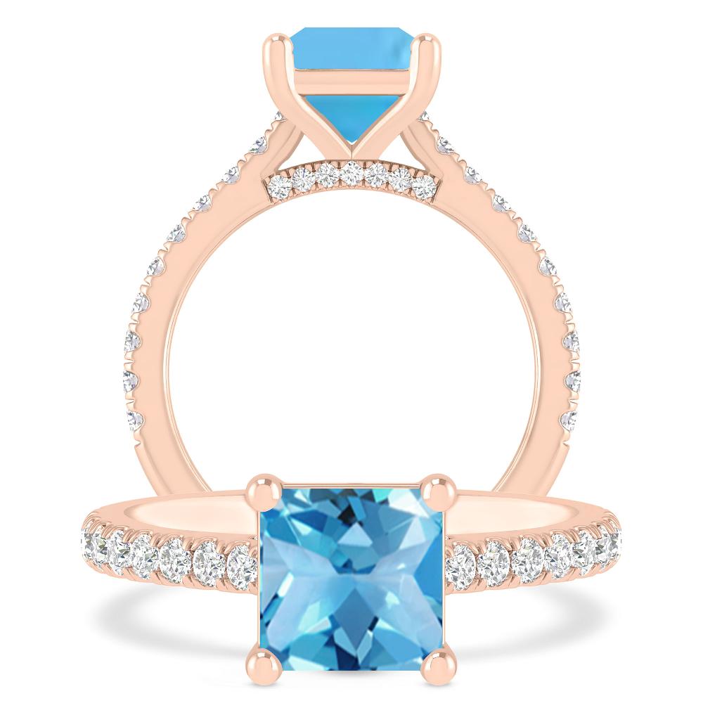 Rose Gold - Blue Topaz