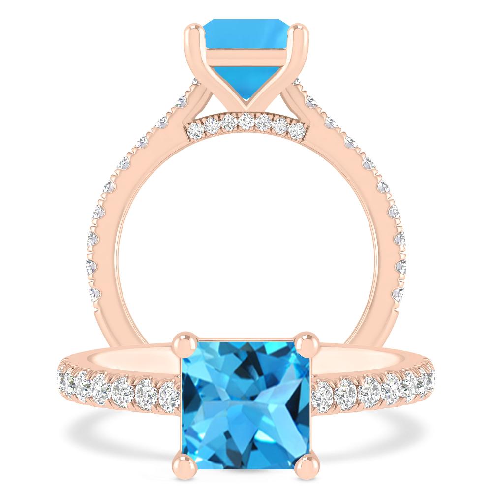 Rose Gold - Blue Topaz