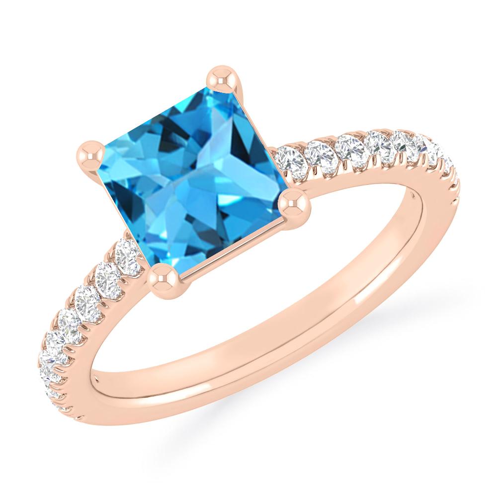 Rose Gold - Blue Topaz