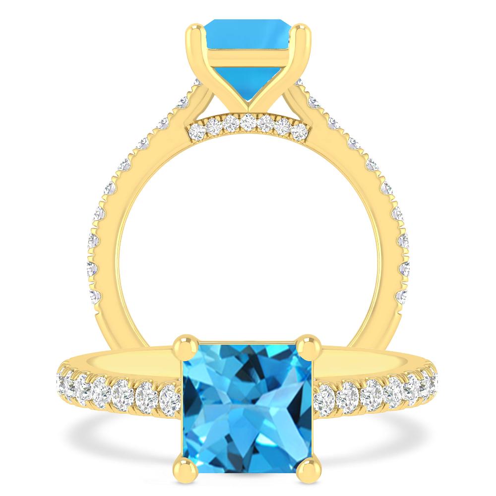 Yellow Gold - Blue Topaz