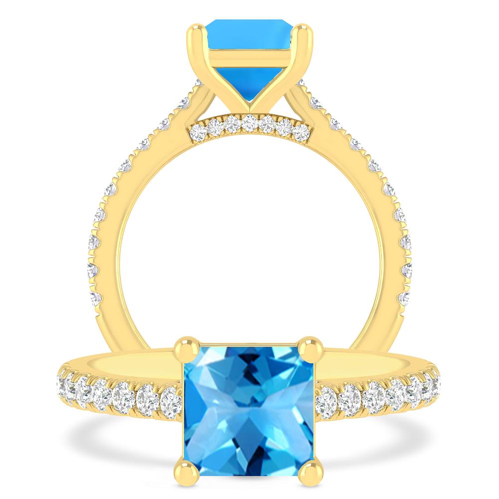 Yellow Gold - Blue Topaz