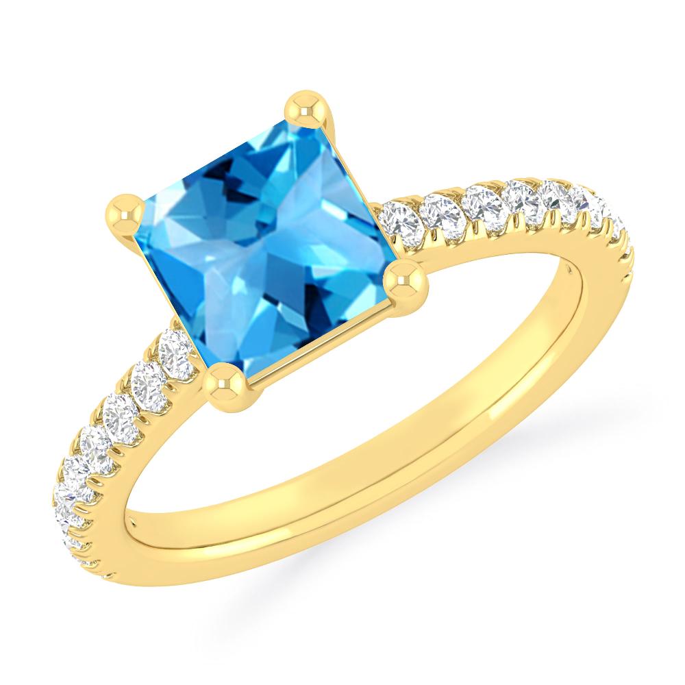 Yellow Gold - Blue Topaz