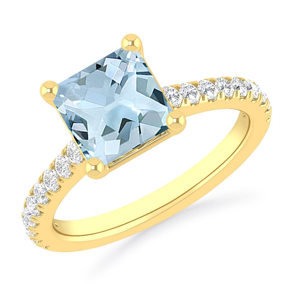 Yellow Gold - Aquamarine