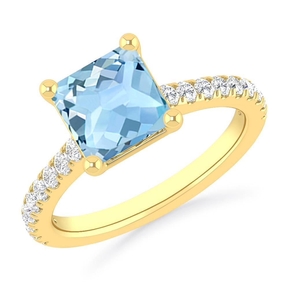 Yellow Gold - Aquamarine