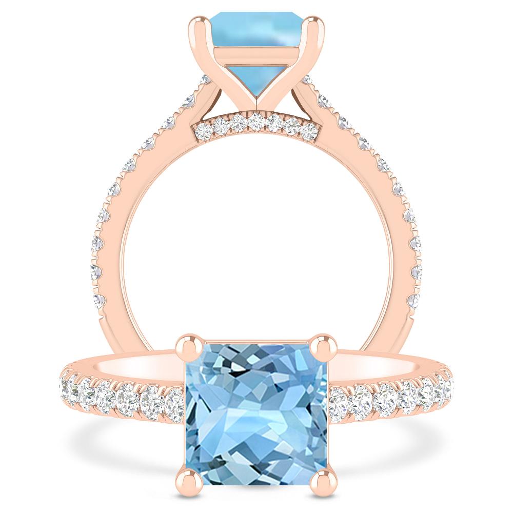 Rose Gold - Aquamarine