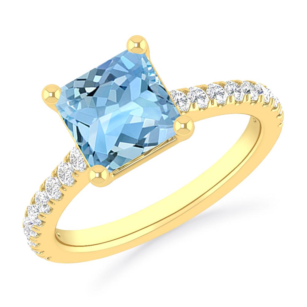 Yellow Gold - Aquamarine