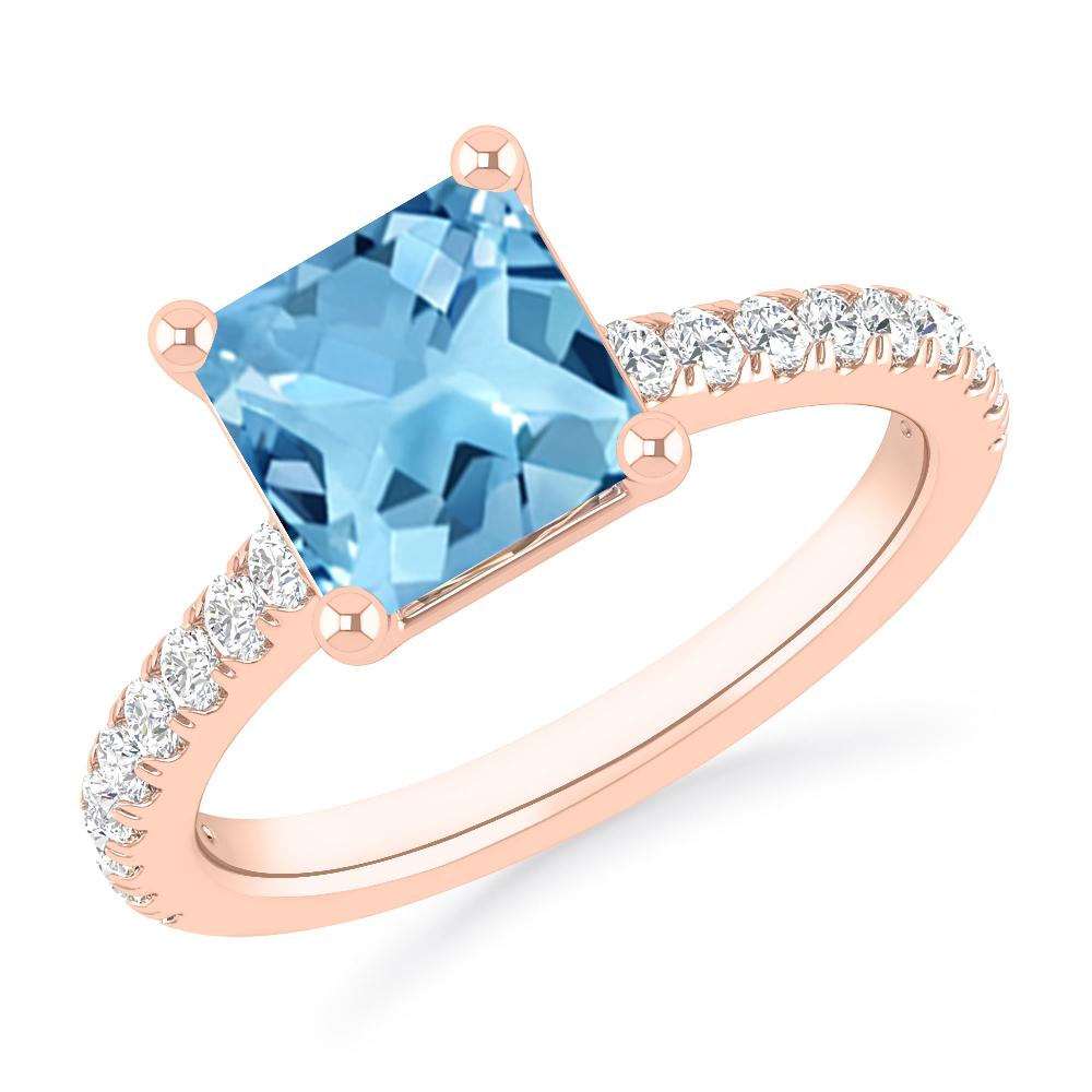 Rose Gold - Blue Topaz