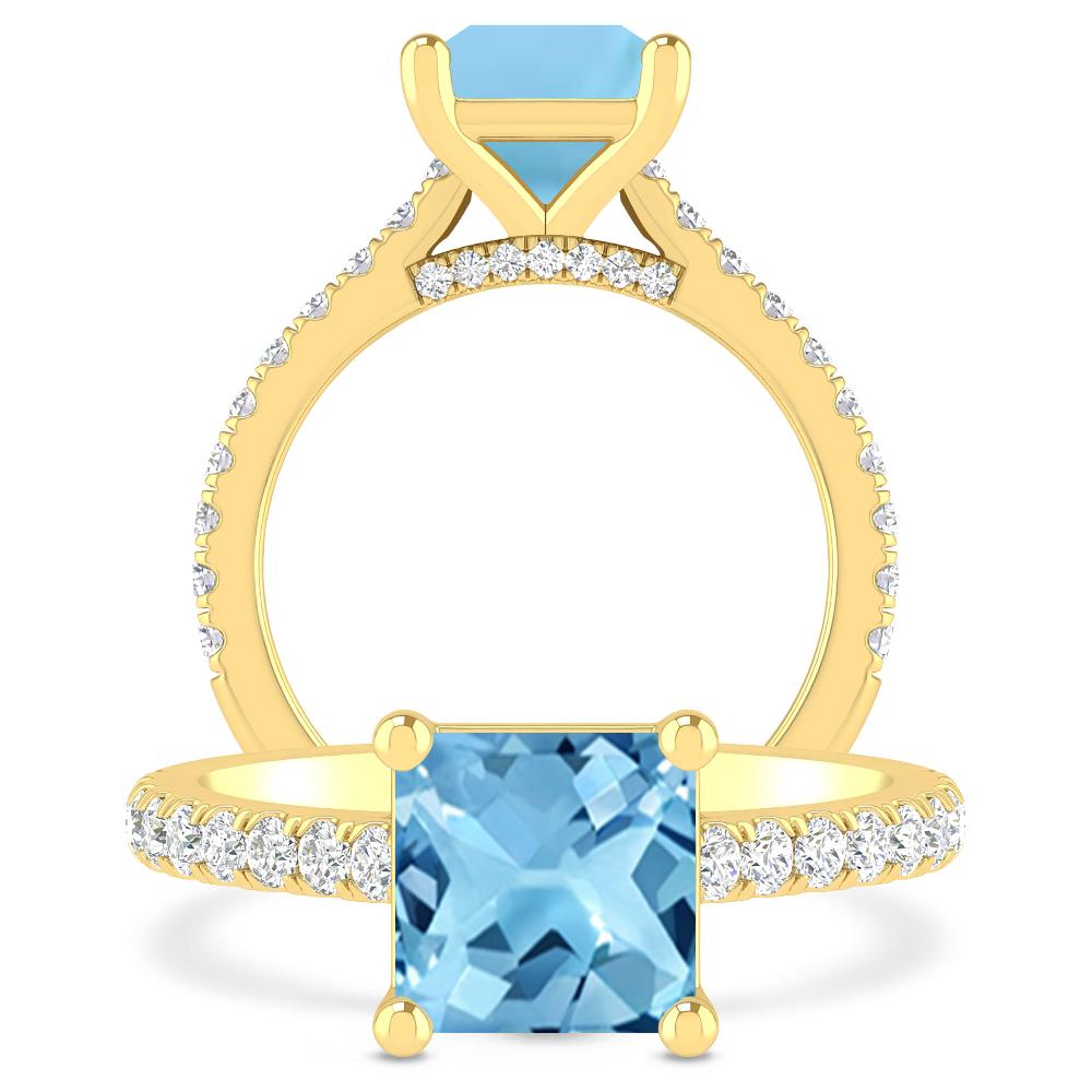 Yellow Gold - Blue Topaz