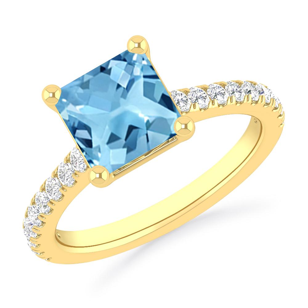 Yellow Gold - Blue Topaz