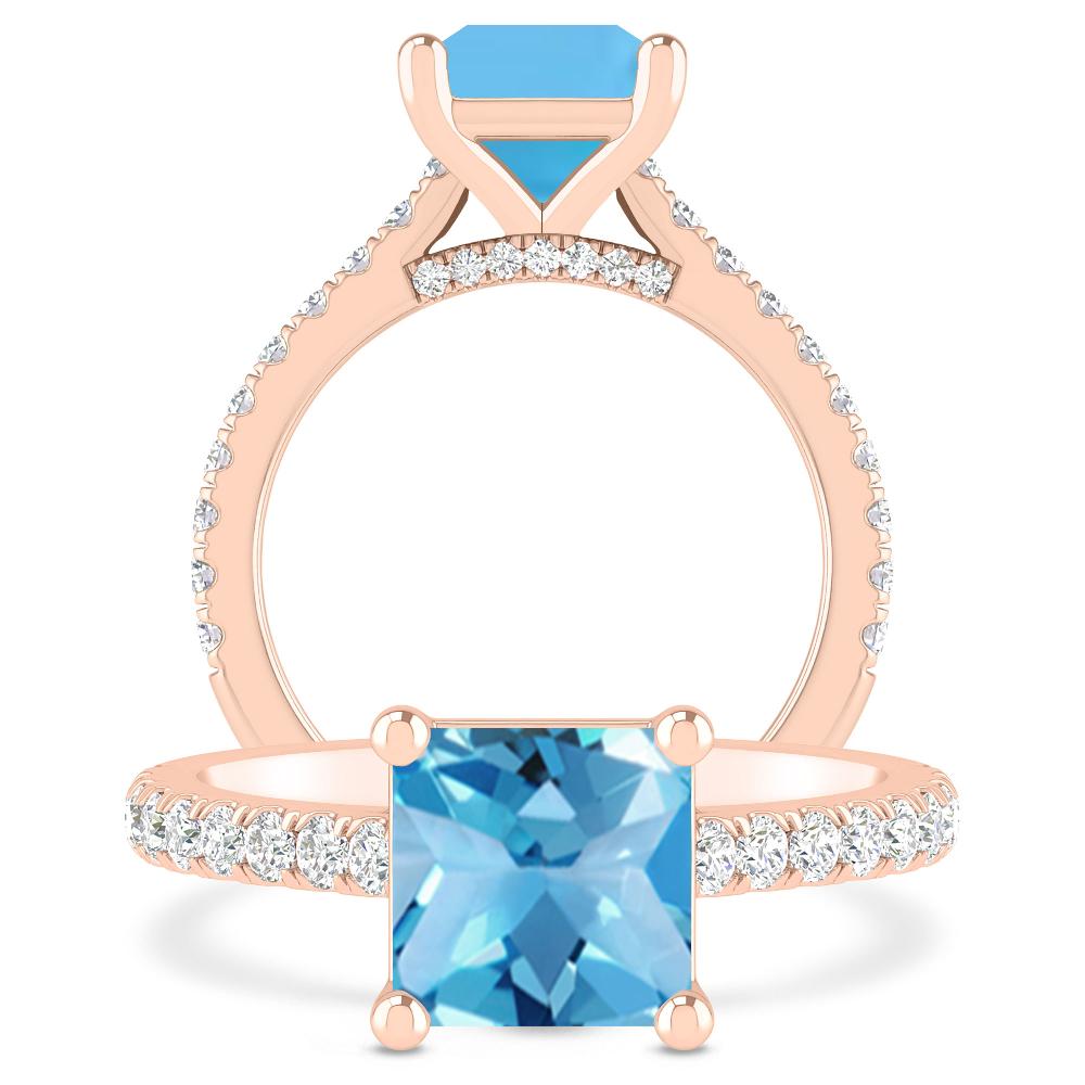 Rose Gold - Blue Topaz