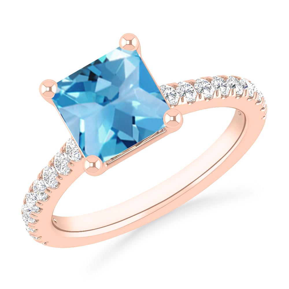 Rose Gold - Blue Topaz