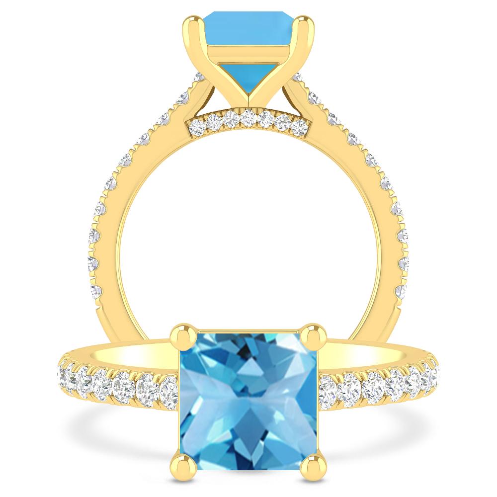 Yellow Gold - Blue Topaz