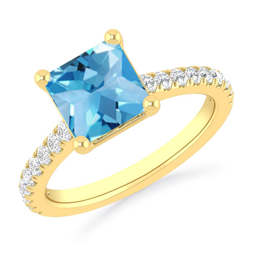 Yellow Gold - Blue Topaz