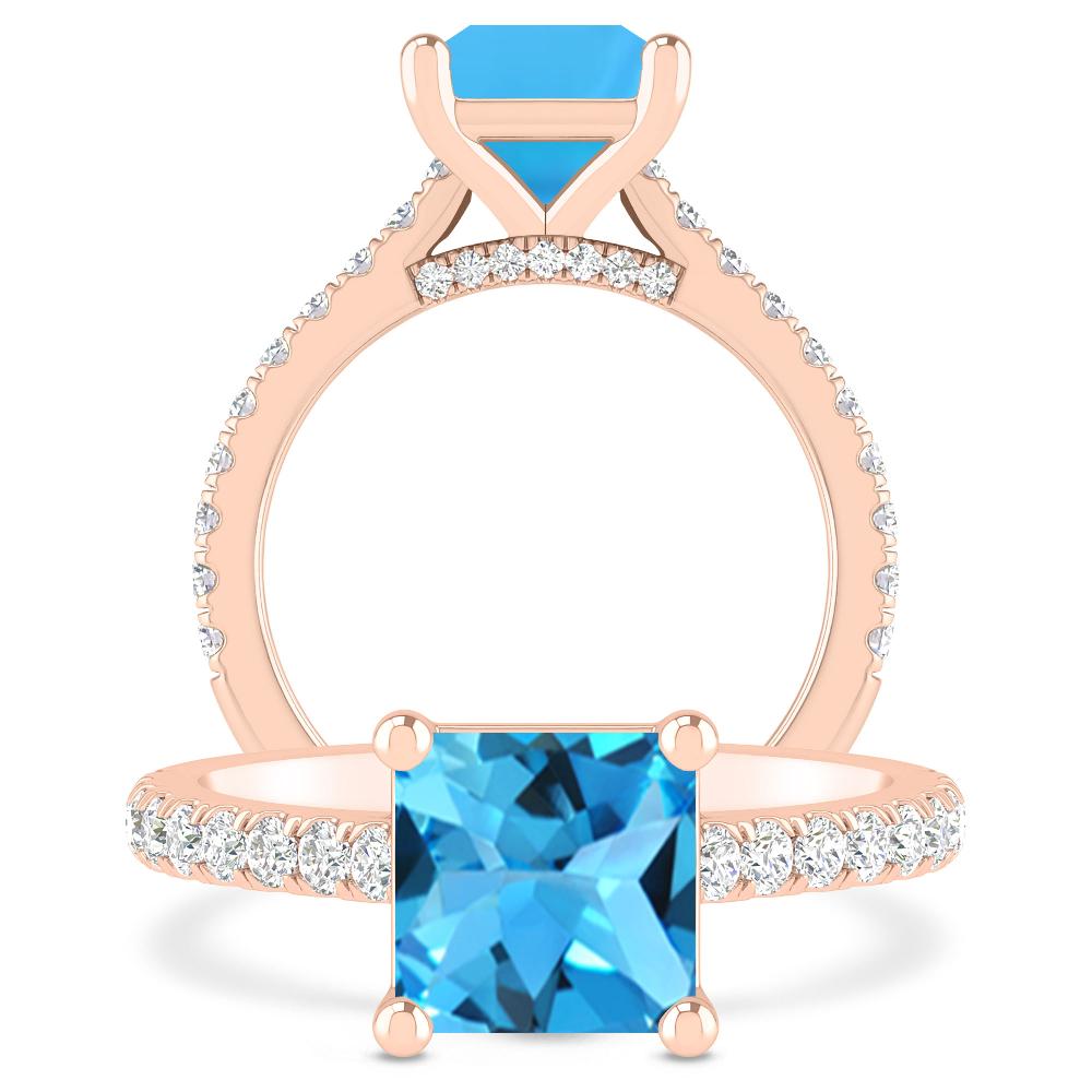 Rose Gold - Blue Topaz